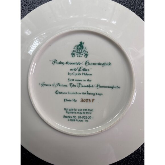 Pickard Collector Plate Ruby-Throated & Hummingbird Lilies by Cyndi Nelson - Picture 4 of 7